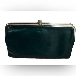 Hobo brand leather wallet clutch in forest green